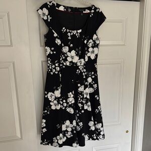 Floral Black and White Dress